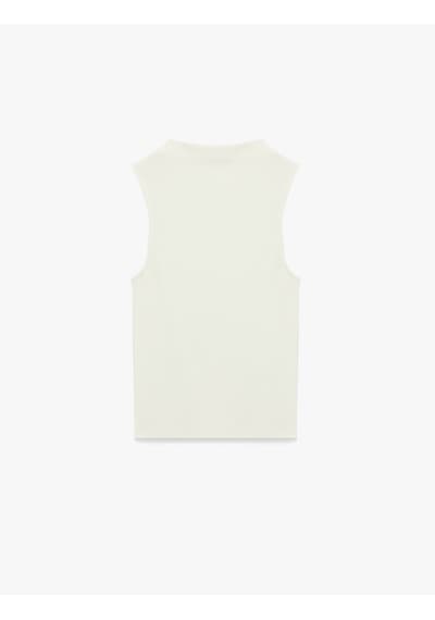 Koton Modal Karışımlı Slim Fit Kolsuz Dik Yaka Bluz Ekru 6sal30116ık Ekru