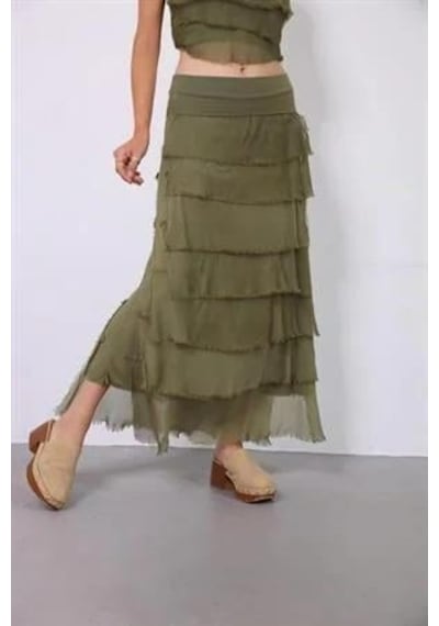 Eren Style İtalyan 2 Beden Ince Gösteren Kat Kat Ipek Etek & Straplez Elbise Açık Haki Eren Style İtalyan 2 Beden Ince Gösteren Kat Kat Ipek Etek & Straplez Elbise Açık Haki