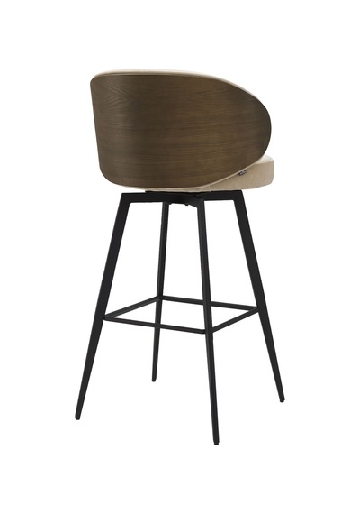 Eichholtz Camerota Bar Taburesi, Sabino Beji & Siyah Ahşap, Modern Zarafet, %100 Polyester Kumaş Sandalye Bej