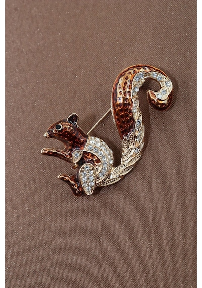 Zirkon Taşlı Sincap Broş. Yaka İğnesi Kelebek Broş. Taşlı Broş. Kadın Broş, Erkek Broş. Sincap Broş. Gold