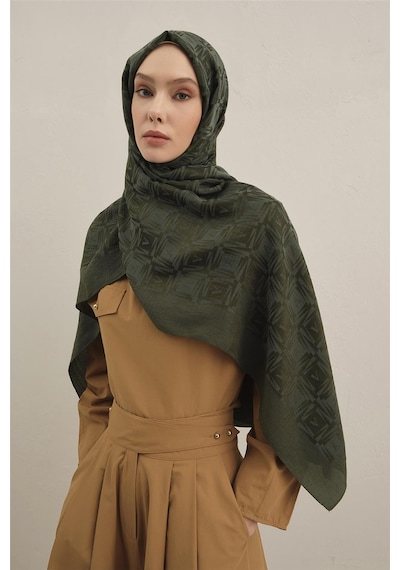 Armine Lyocell Naia Kare Monogram Şal 6 54 Haki