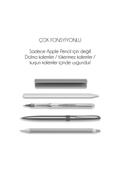 Tüm Stylus Kalemlere Ve Normal Kalemlere Uyumlu Yapışkanlı Silikon Kalem Tutucu Turkuaz Genel