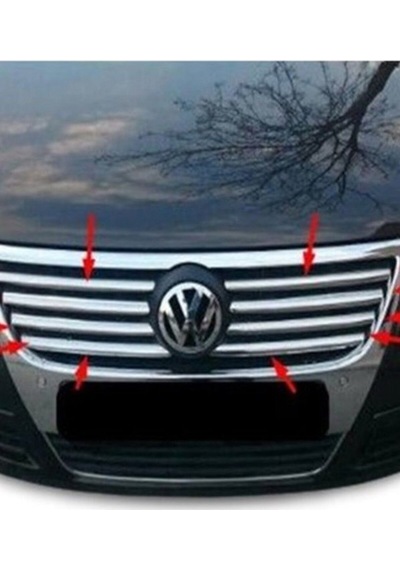 Volkswagen Passat B6 2005-2010 Modeller Arası Krom Ön Panjur 8 Parça Paslanmaz Çelik