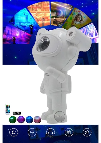 Prepare Mini Astronot Galaksi Işık Projektör 5.3 Bluetooth Hoparlör