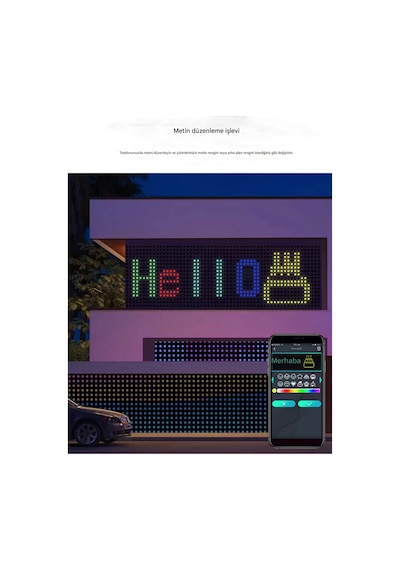 Akıllı Led Perde Işığı Led Animasyonlu Renkli Yazı Led Mobil Kontrol Rgb Perde Led Dekoratif Işık Çok Renkli