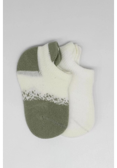 2'li Penye Sneakers Çorap Bs20105 Nil Ekru Renkli Çok Renkli