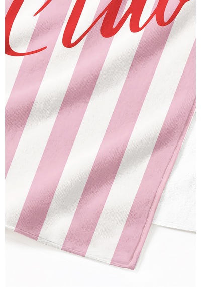 Pembe Çizgili Ciao Yazılı Plaj Havlusu - Modern Marine Stil Havuz Deniz Banyo Sahil Örtüsü Çok Renkli