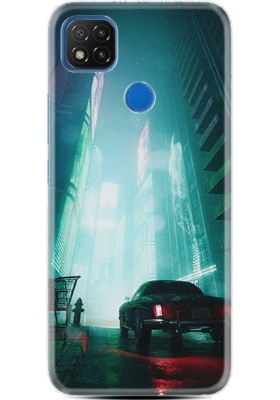 Xiaomi Redmi 9C Kılıf +Kablo Koruyucu Night Cars 1619