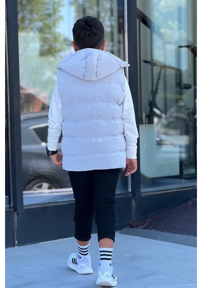 Pina Kids Erkek Çocuk Çıtçıt Kapüşonlu Nova Kumaş Şişme Yelek Ylk3026 Gri