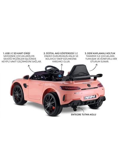 Öykü Bebek Dünyası 444 Gtr 12 Volt Lüks Akülü Araba Açık Pembe