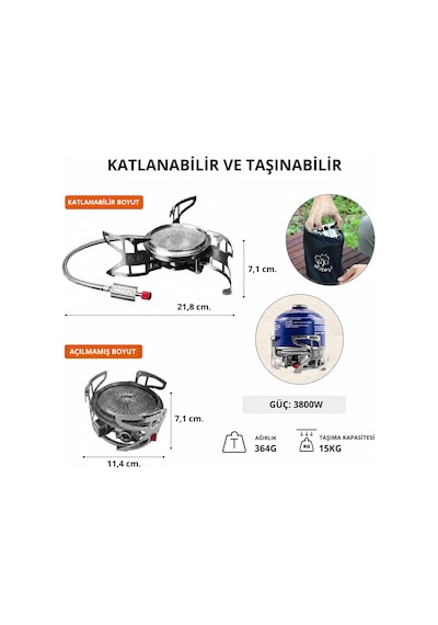 Bulin Bl100-b15n 3800w Windpro Ultralight Kamp Ocağı Gri