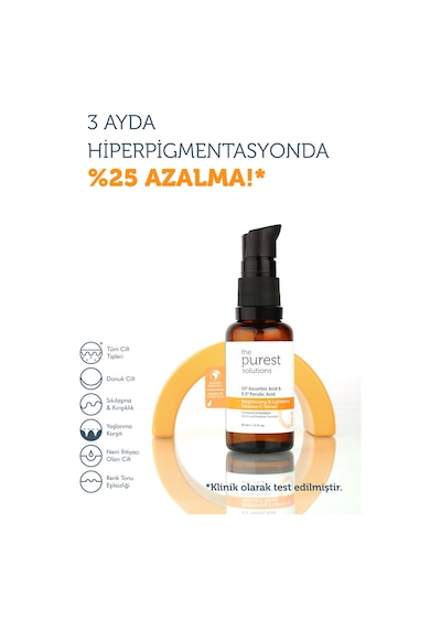 The Purest Solutions Canlandırıcı ve Antioksidan Etkili C Vitamini Serum Seti: 30 ml Serum + 8 ml Tanışma Boy