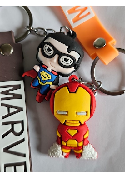 Ironman Ve Superman Silikon Çift Anahtarlığı Ve Çanta Aksesuarı