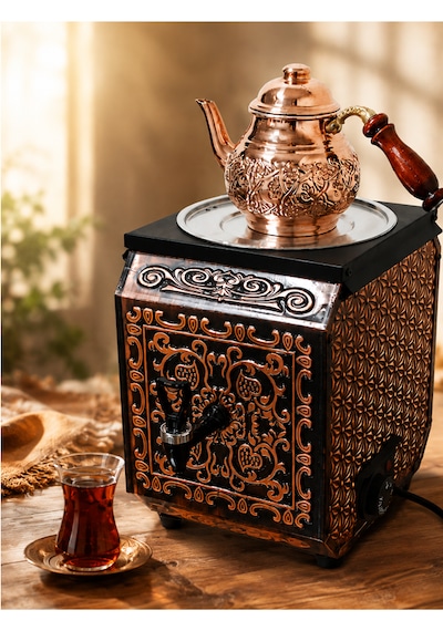 Emsalsan Prestij 5 L Elektrikli Bakır Demlik Semaver