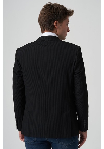 White Stone Alcobaça C4016 Slim Fit 6 Drop Ceket Siyah Siyah