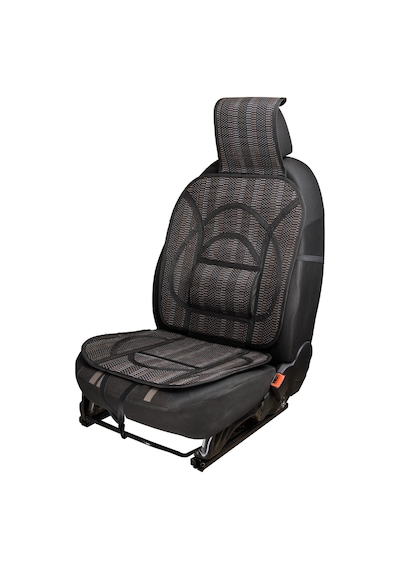Oto Hasır Bambu Minder Ön Gri İkili Takım Bel Destekli Terletmez Wf-1811-bk