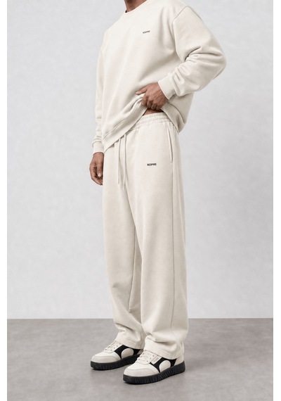 Erkek Respire Basic Baggy Eşofman Altı Ekru