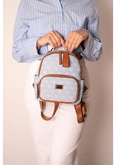 Silver Polo Sp1130 Kadın Sırt Çantası Monogram Mavi-taba