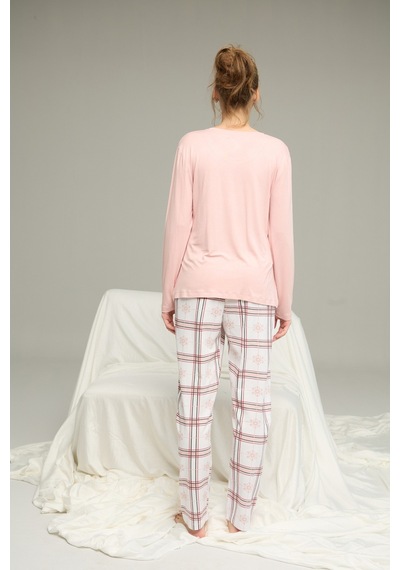 Siyah İnci Örme Pamuklu Pijama Takım25240274 Pudra