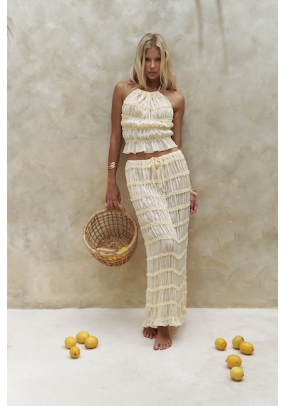 Mai Collection Mai Studios Co. Sofi Transparan Sarı Crop Etek Takım Sarı