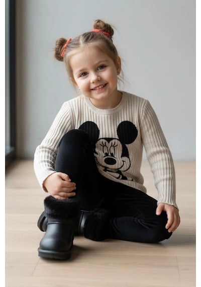 Minigimin Cicileri Miniğimin Cicileri Mnn Fiyonk Kadife Baskılı Kız Çocuk Sweatshirt - Bej