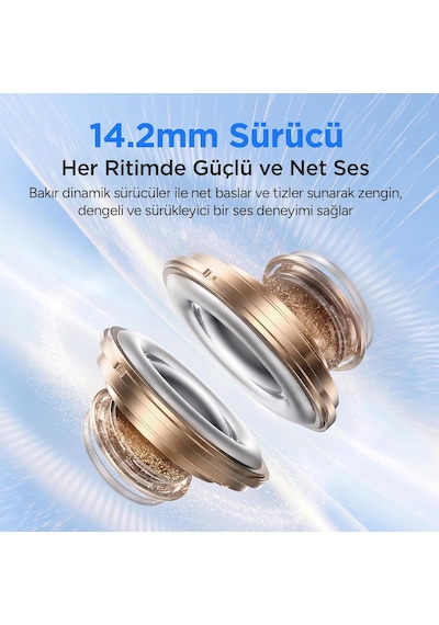Jt3 Bluetooth 6.0 Open Ear Ows Kablosuz Bluetooth Kulaklık 14.2mm Sürücü Kulak Kancalı Açık Spor Kulaklığı 90 Saat Pil Ömrü Beyaz