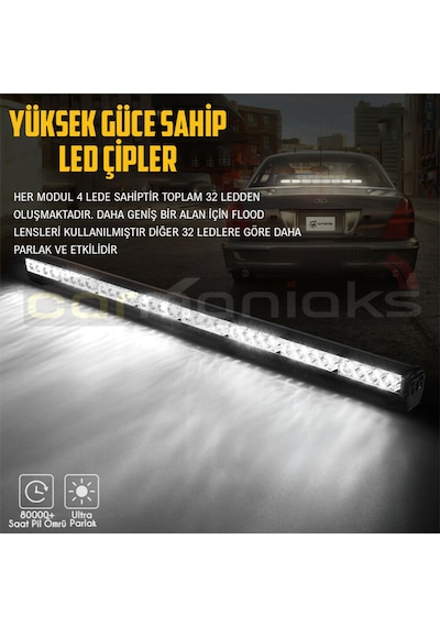 Off Road Acil Durum İkaz Tepe Lambası 32 Led 160w Kumandalı Çakar N11.353