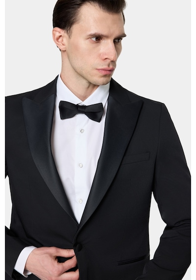 Twn Slim Fit Siyah Krep Desen Smokin Takim Elbise 7ess5e306509m 001