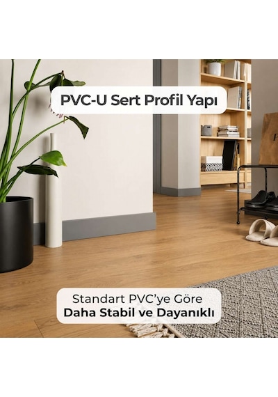 Sempla Suya Dayanıklı Pvc Süpürgelik 8 Cm - Koyu Gri - Smp703 - 2.40 M