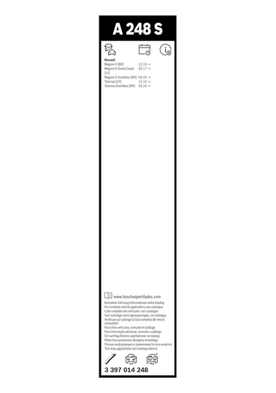 Bosch Aerotwin Silecek Seti Renault Megane Iv 2015 Ve Sonrası , Renault Talisman 2015-2020 600/450 Mm A248s 339701