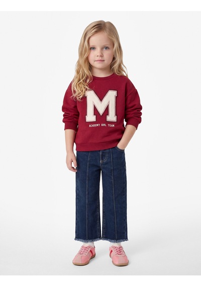 Koton Bisiklet Yaka Baskılı Aplike Detaylı Uzun Kollu Sweatshirt Bordo 7wmg10006ak