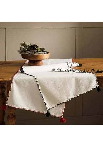 Desenli Siyah Arka Plan Baskılı Runner Servis 40x150 Cm Genel