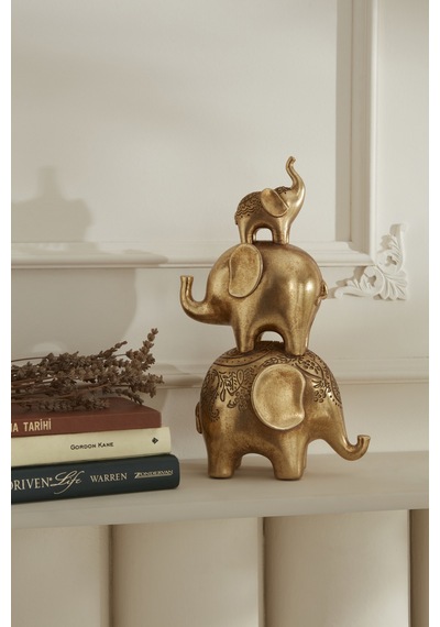 Karaca Home Elephant Biblo Gold 18x10,5x30,3 Cm