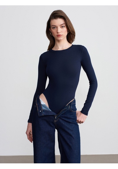 Dilvin 32695 Uzun Kollu Bodysuit-k.lacivert