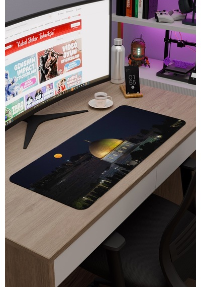 Filistin Kudüs Mescidi Aksa V1 70x30 Xl Gaming Kauçuk Kaymaz Taban Mouse Pad Fare Altlığı