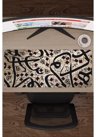 Kaligrafi Kaymaz Dikişli Kauçuk Oyuncu Mousepad V4 - 70x30 Xl Gaming Mouse Pad Fare Altlığı