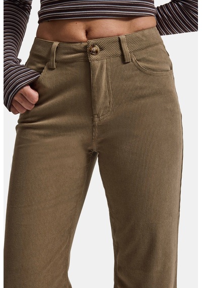 Kadın Sütlü Kahve Flare Fit Velvet Kadife Kumaş Pantolon Gri