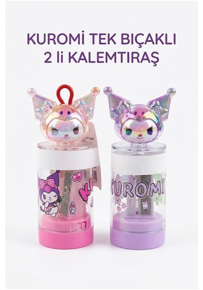Kuromi Kalemtraş 2 Li Kuromi Figürlü Hazneli Tek Bıçaklı Kalem Açacağı Sevimli Plastik Kalem Traş Çöp Hazneli