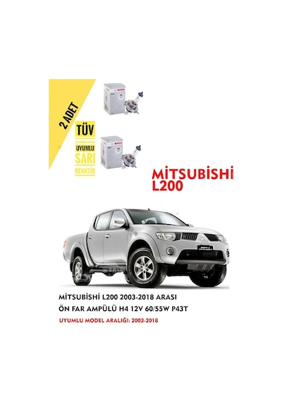 Mitsubishi L200 2003-2018 Arası Ön Far Ampül Takımı 2 Adet