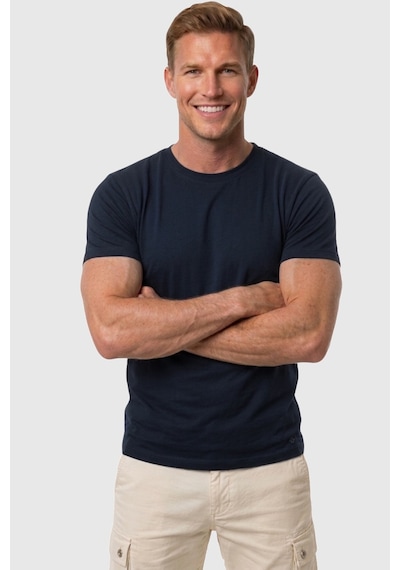 Rizzup Erkek Lacivert Slim Fit %90 Pamuk Likralı Yumuşak Dokulu Basic Tişört 1801131