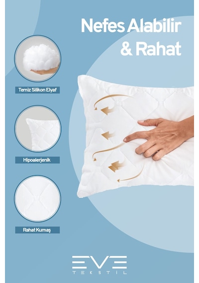 Eve Tekstil 6 Adet Diamond Plus Kapitone Yastık 50 70 Cm 800 Gr Beyaz