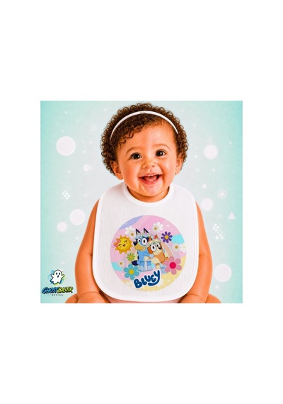 Bluey Keten Bebek Mama Önlüğü Yumuşak - Emici - Yıkanabilir - Özel Tasarım P023 Çok Renkli
