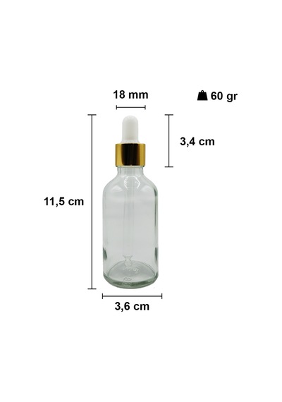 Afracam Şeffaf 50 Ml Kapaklı Dropper Damlalık Cam Şişe 30 Adet Siyah