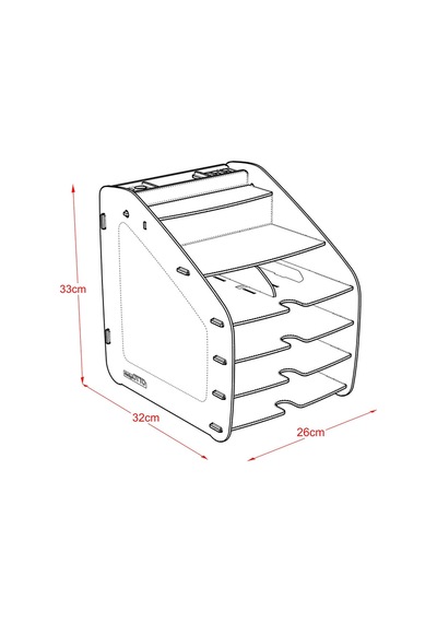 Design Otto Fx Large Modest 6 Renk A4 Evrak Rafı Masaüstü Organizer Kırmızı - 74202719 Kırmızı