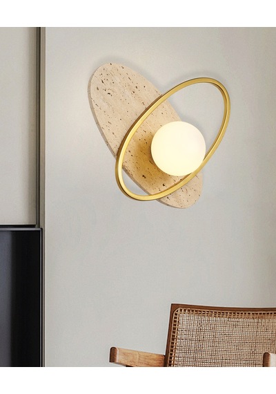 Astrae Mermer Desenli Modern Salon Aplik Krem