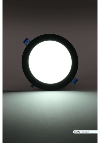 ACK 12W Sıva Altı Yuvarlak LED Panel Armatür Siyah Gövde 6500K Be Siyah
