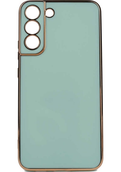 Noktaks - Galaxy S22 Plus Uyumlu Kılıf Kenarları Parlak Altın Renkli Silikon Bark Kapak - Açık Yeşil - T21638