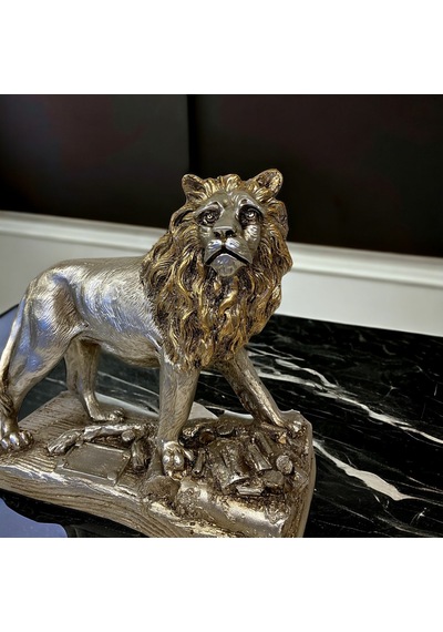 Doremcy Dekoratif Tablalı Aslan Biblo Gümüş