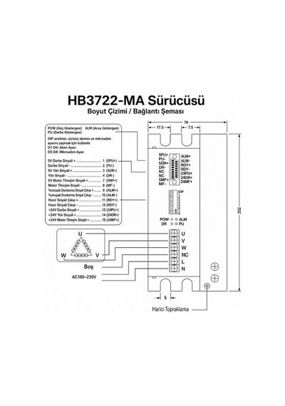 Hb-3722ma Dijital Mikrostep Step Motor Sürücü Endüstriyel Kullanım İçin