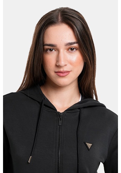 Guess Kadın Olympe Full Kapüşonlu Fermuarlı Sweatshirt - Siyah Siyah